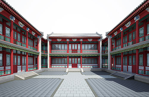衢州北京四合院设计古建筑鸟瞰图展示