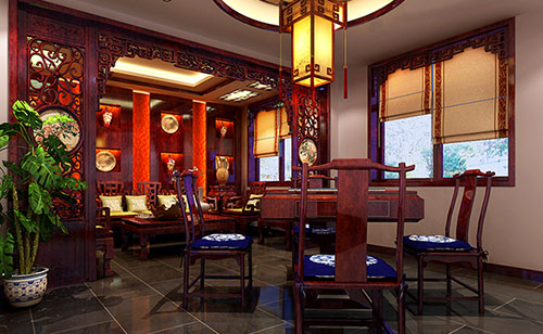 衢州古典中式风格茶楼包间设计装修效果图